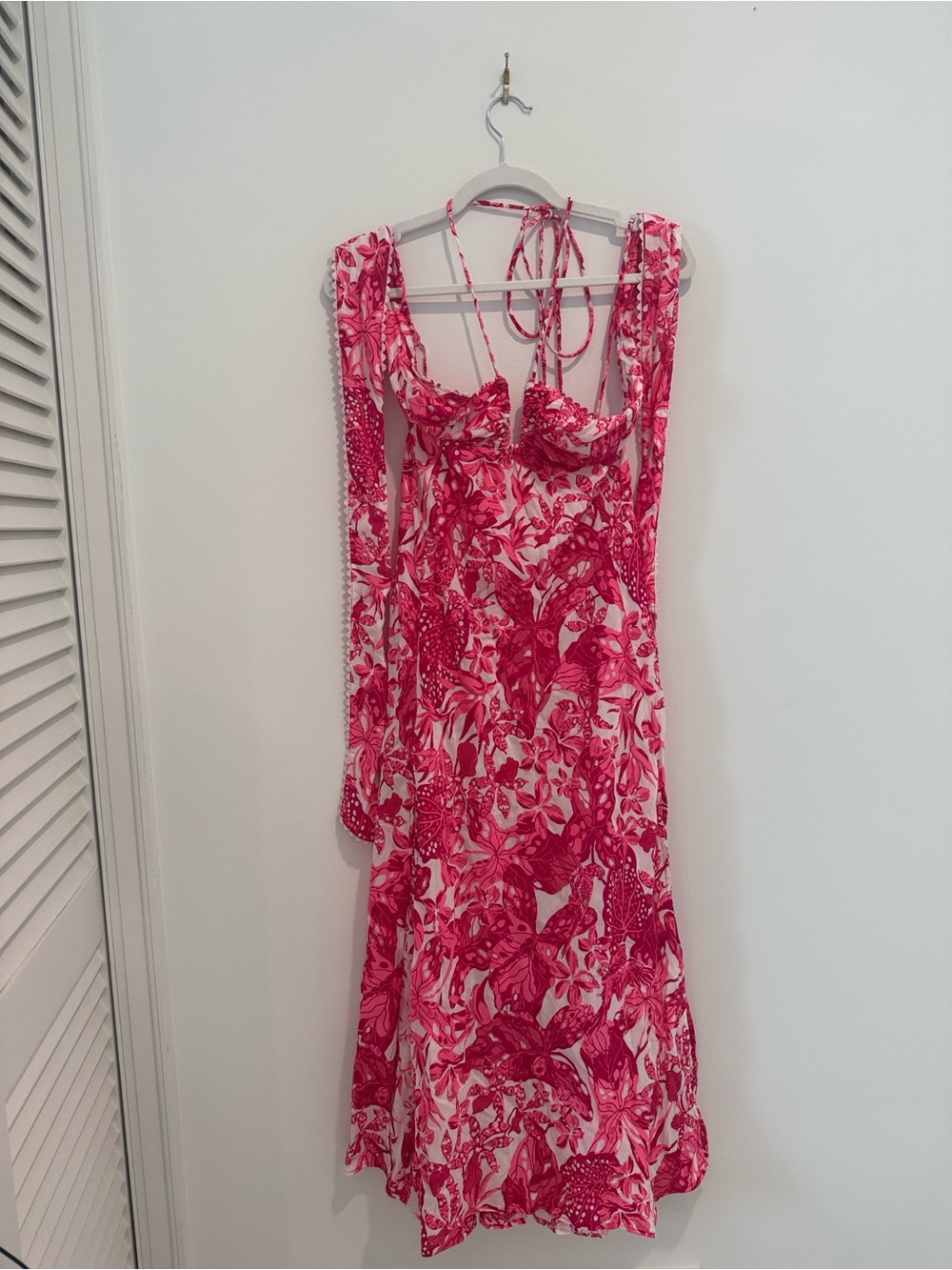 Poupette St. Barths: Pink Floral Halter Strap Maxi Dress - Picture 3 of 3